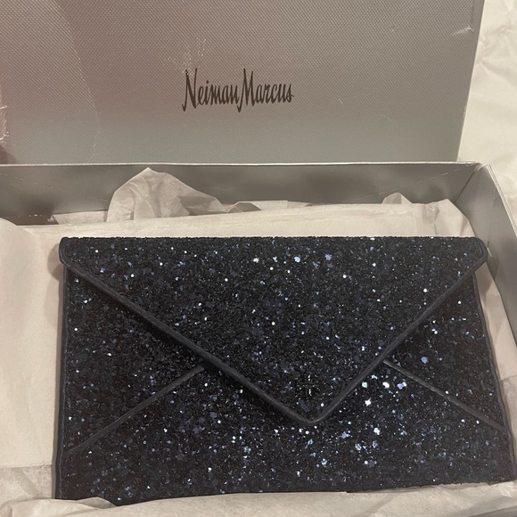 NWT Tory Burch Navy Glitter Envelope Pouch - Picture 1 of 7